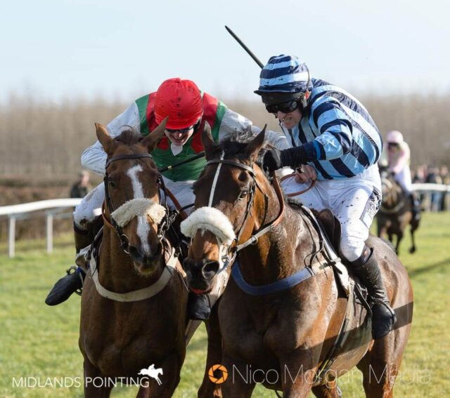 Irish Anthem and Lilbitluso contest the finish of the Members - Thorpe Lodge